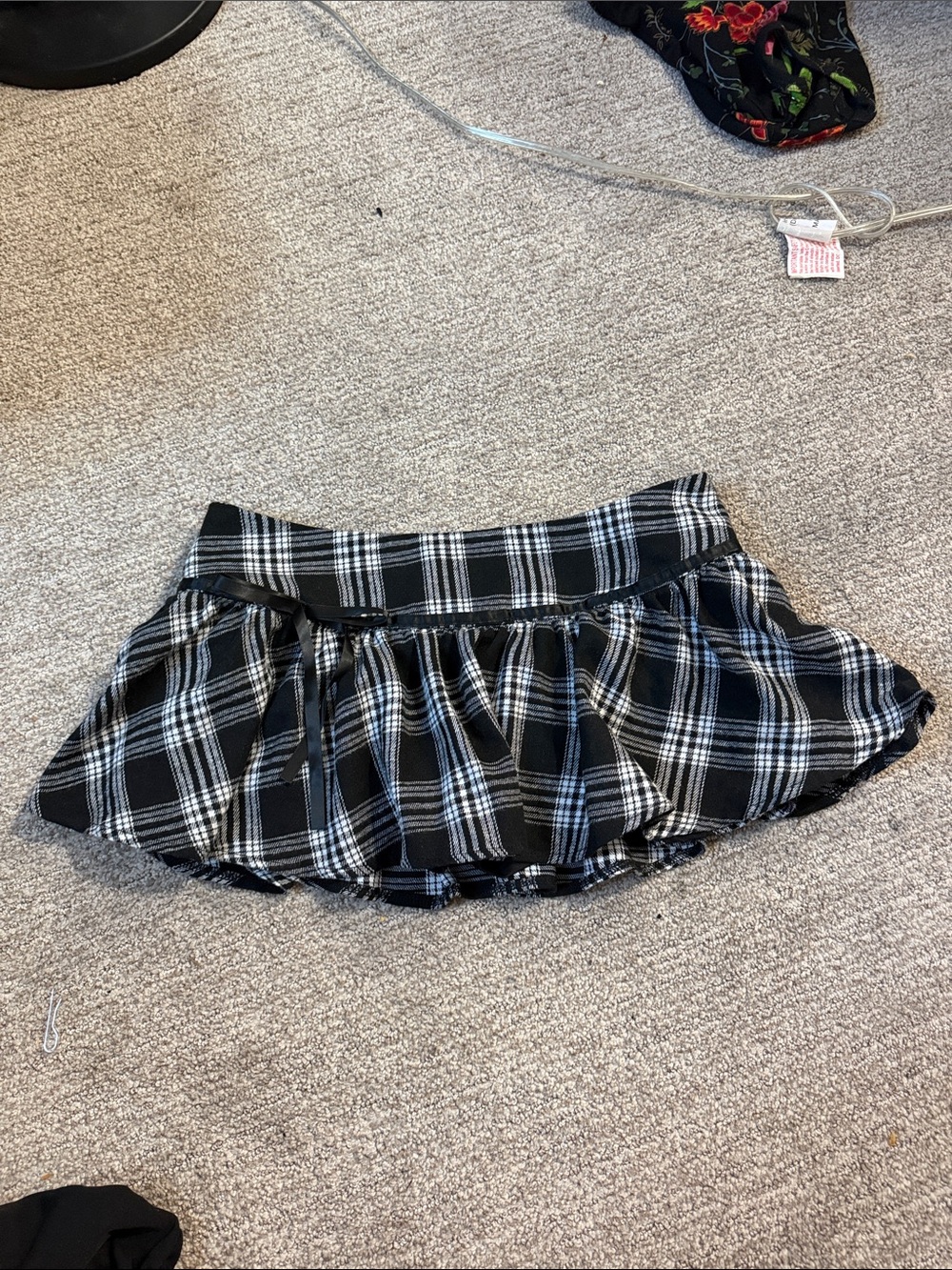 Black And White Plaid Mini Skirt